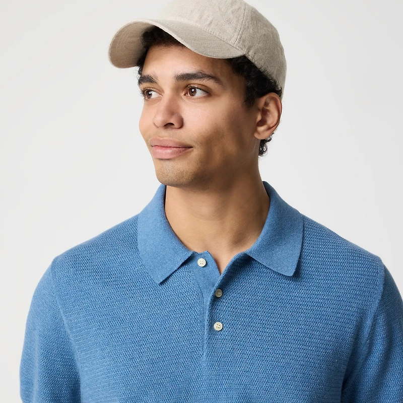 Basketweave cotton sweater-polo