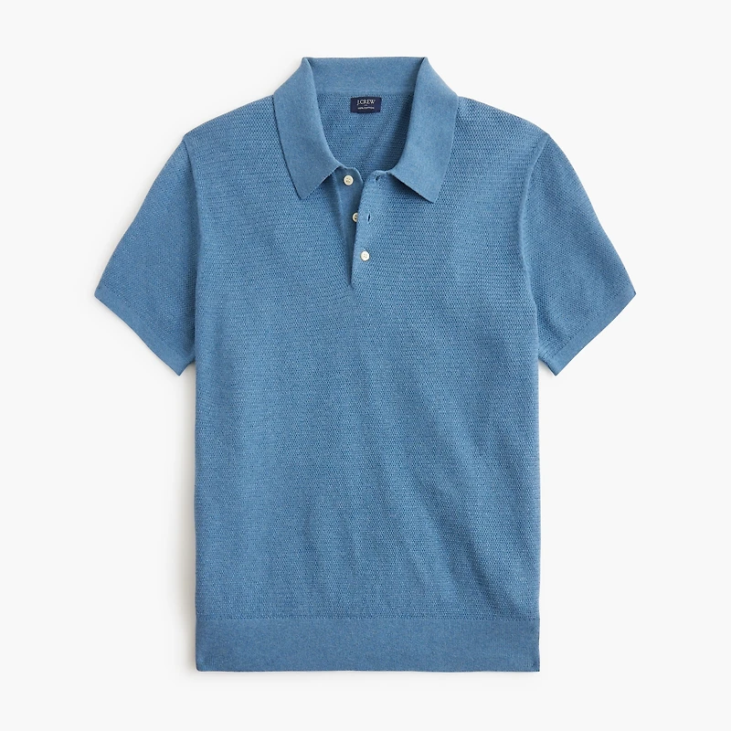 Basketweave cotton sweater-polo