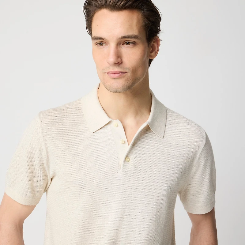 Basketweave cotton sweater-polo