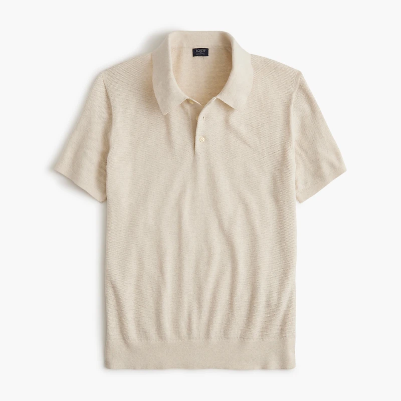 Basketweave cotton sweater-polo