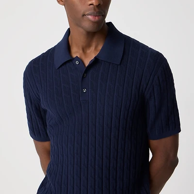 Cable-knit sweater-polo