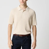 Cable-knit sweater-polo