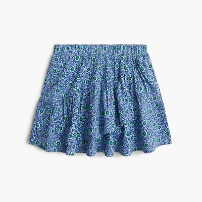 Girls' floral crinkle-knit skort