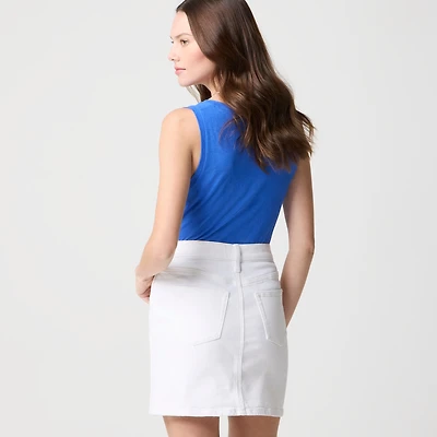 Denim button-front mini skirt