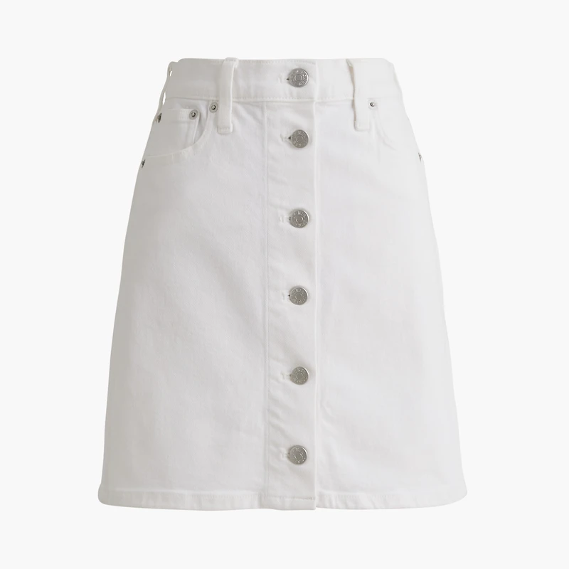 Denim button-front mini skirt