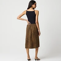 Linen-blend midi slip skirt