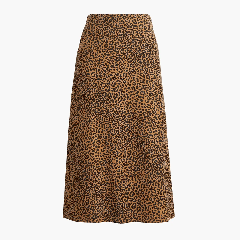 Linen-blend midi slip skirt