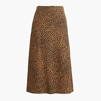 Linen-blend midi slip skirt