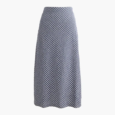 Linen-blend midi skirt