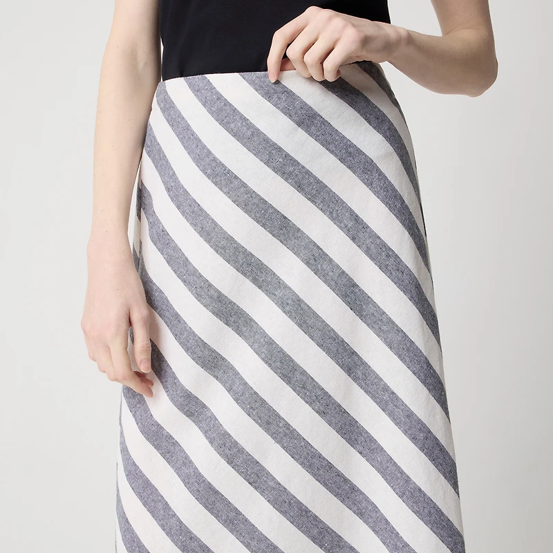 Linen-blend midi skirt