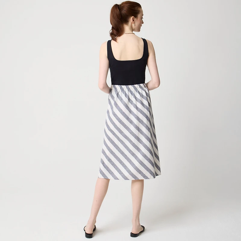 Linen-blend midi skirt