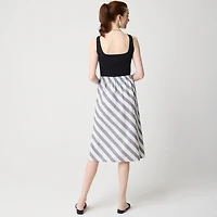 Linen-blend midi skirt