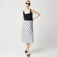 Linen-blend midi skirt