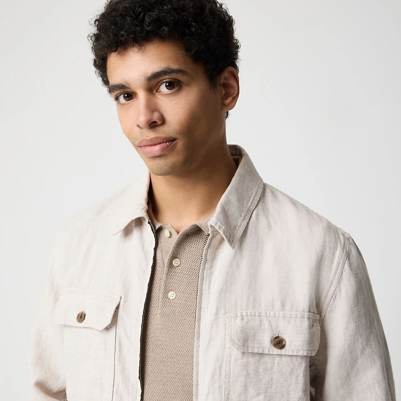 Lightweight herringbone linen-blend jacket