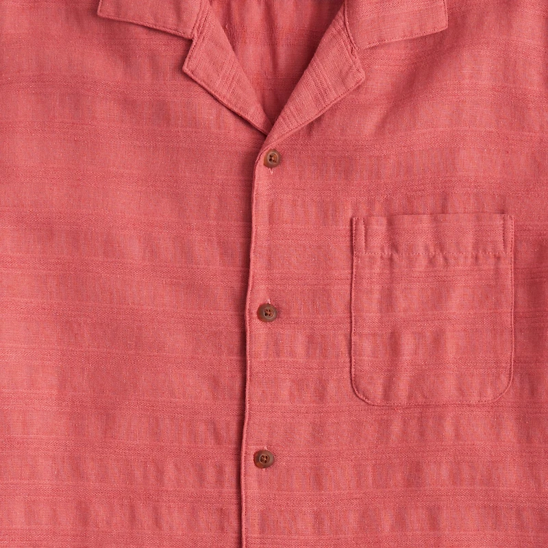 Short-sleeve textured camp shirt