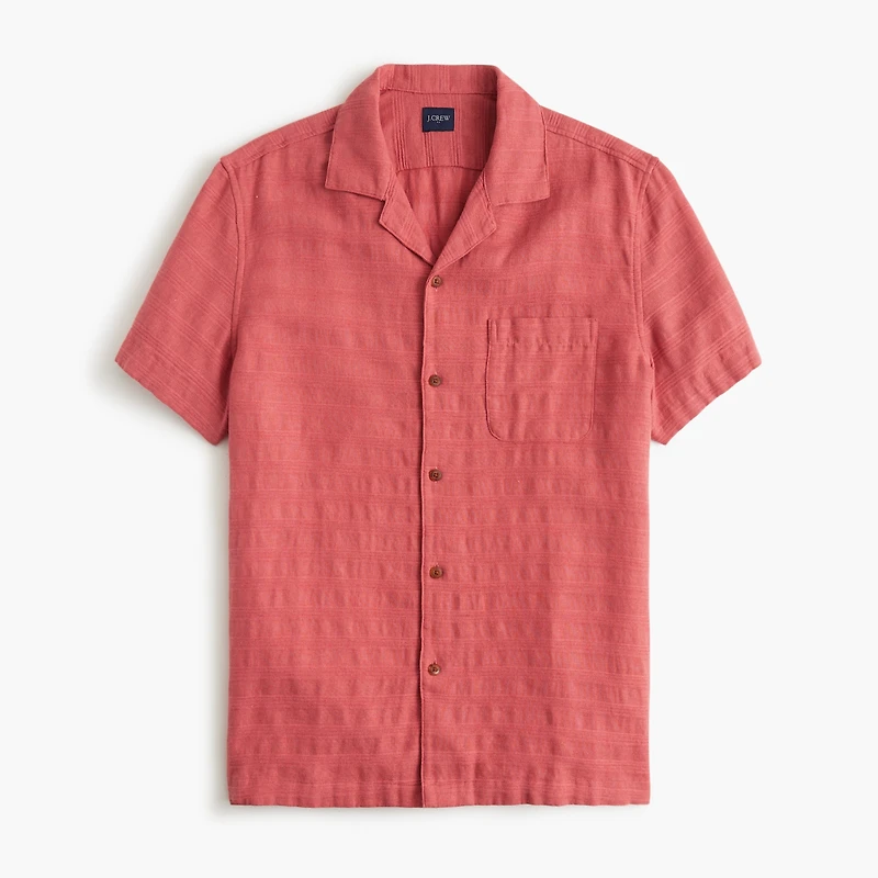 Short-sleeve textured camp shirt