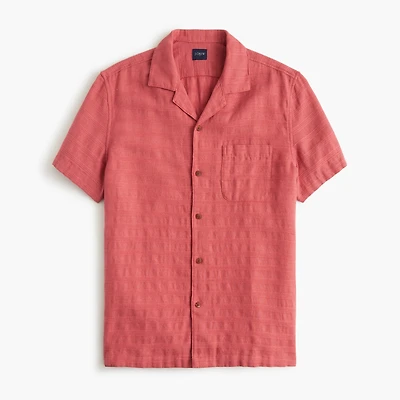 Short-sleeve textured camp shirt