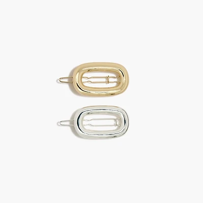 Metal oval hair clips set-of-two
