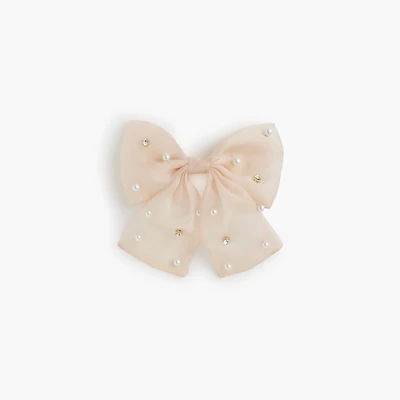 Embellished organza bow barrette