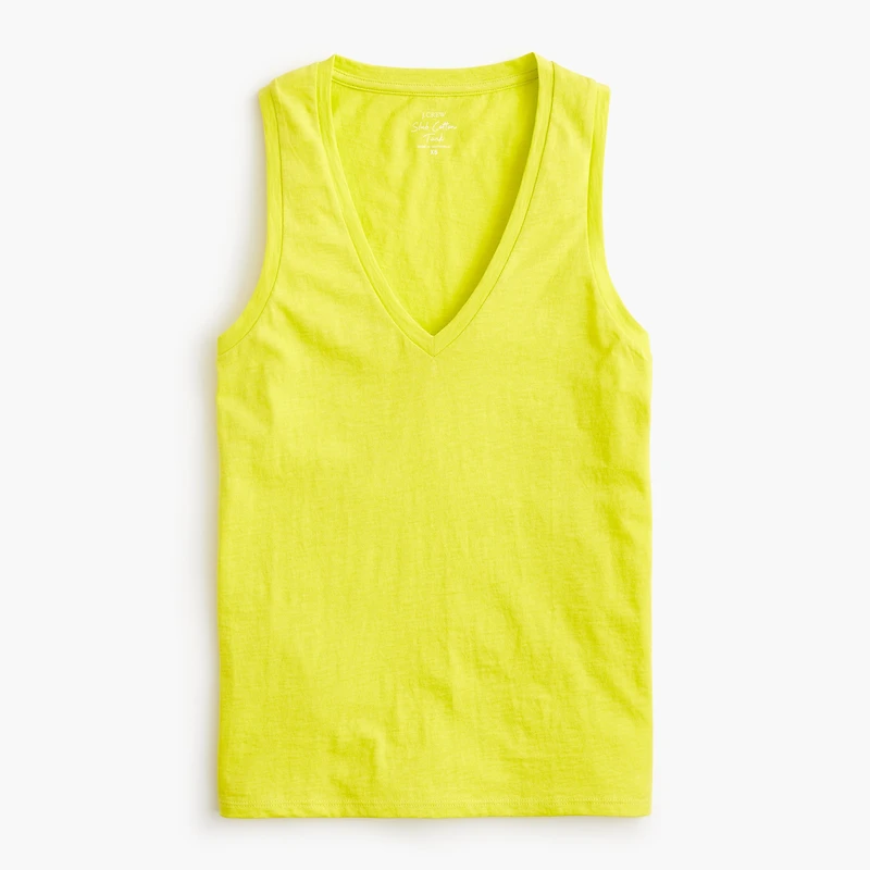 Slub cotton V-neck tank top