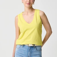 Slub cotton V-neck tank top