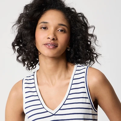 Striped vintage cotton V-neck tank top
