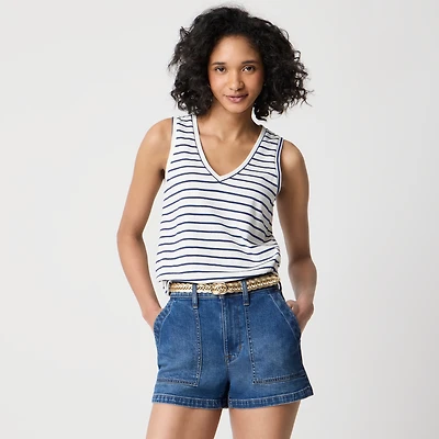Striped vintage cotton V-neck tank top