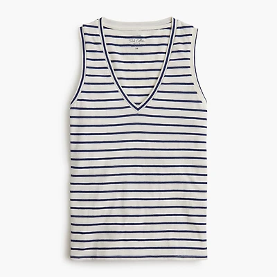 Striped vintage cotton V-neck tank top