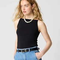 Stretch cotton-blend apron tank top