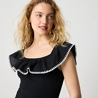 Blanket-stitch off-the-shoulder top