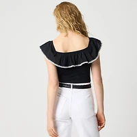 Blanket-stitch off-the-shoulder top