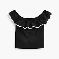 Blanket-stitch off-the-shoulder top