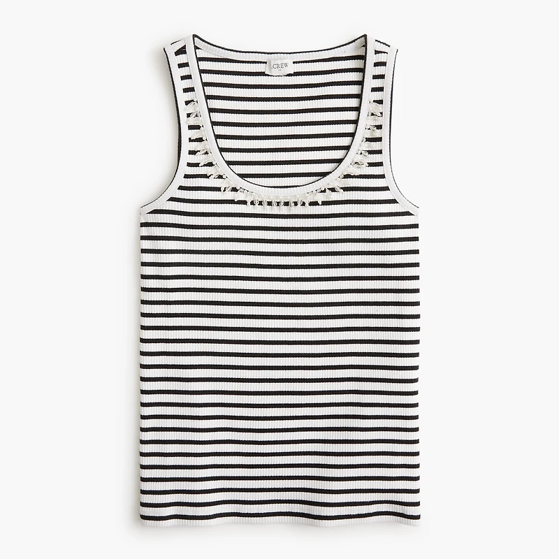 Bead-trim striped tank top