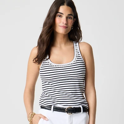 Bead-trim striped tank top