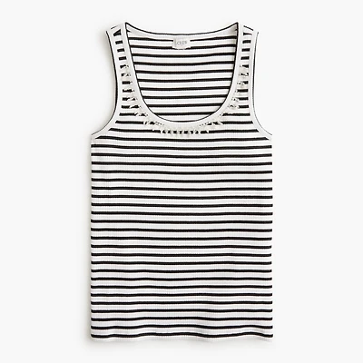 Bead-trim striped tank top