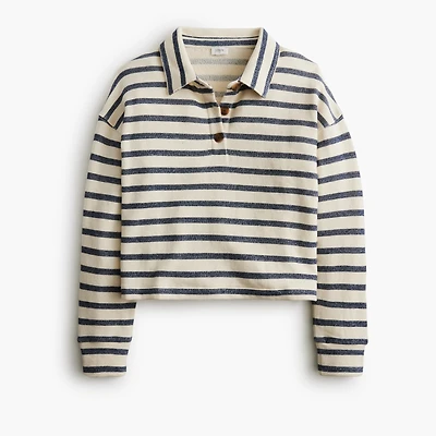 Striped collared terry sweatshirt
