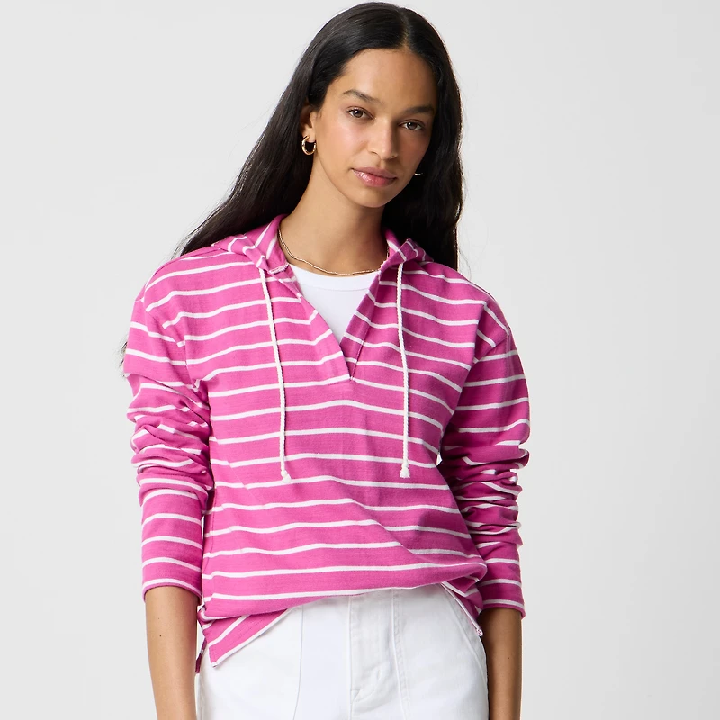 Striped V-neck hoodie