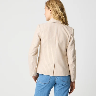 Pinstripe linen-blend schoolboy blazer