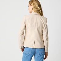 Pinstripe linen-blend schoolboy blazer