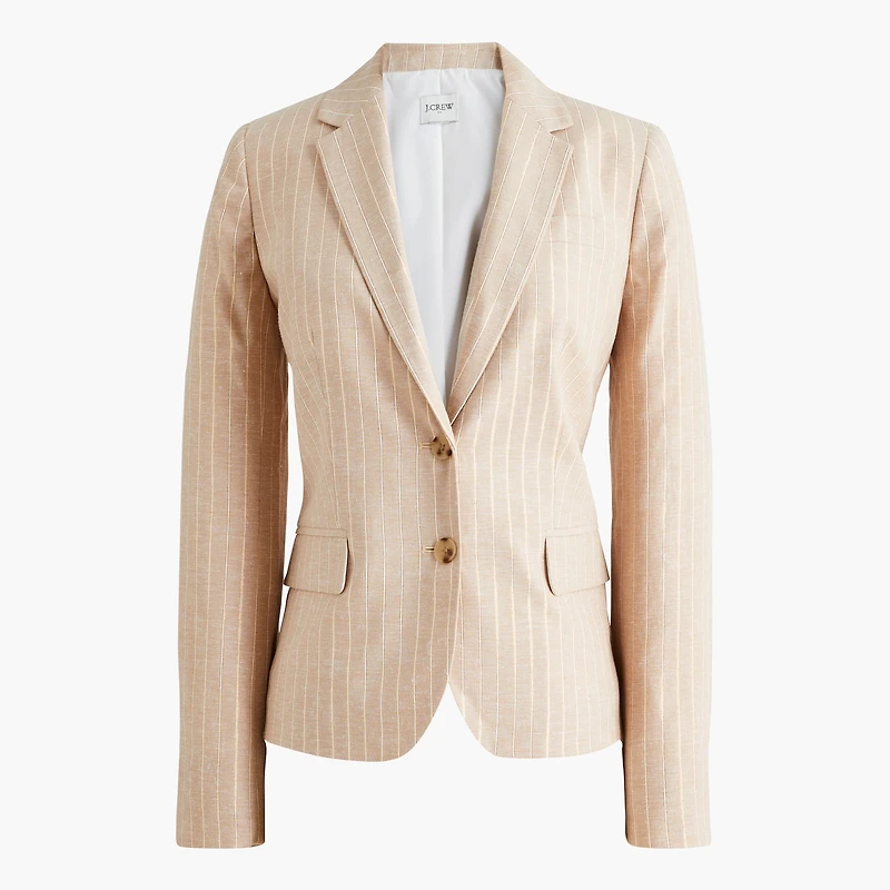 Pinstripe linen-blend schoolboy blazer