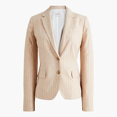 Pinstripe linen-blend schoolboy blazer