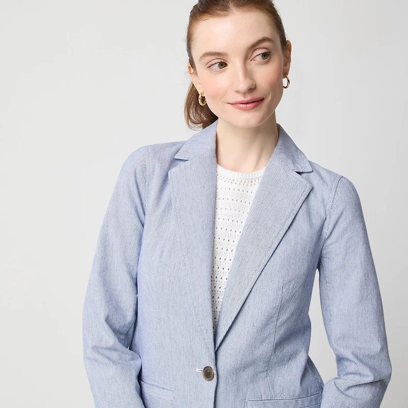 Cotton-blend stretch relaxed blazer