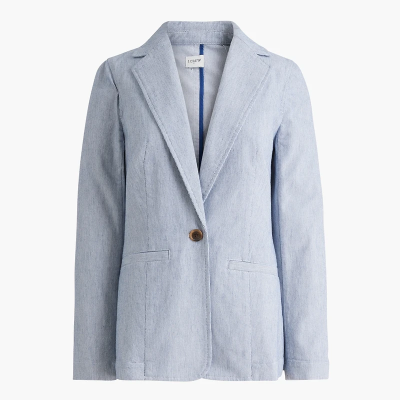 Cotton-blend stretch relaxed blazer