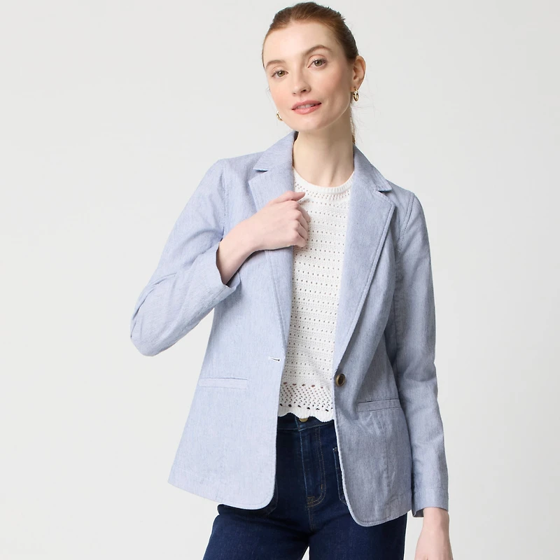 Cotton-blend stretch relaxed blazer