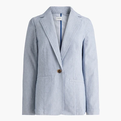 Cotton-blend stretch relaxed blazer