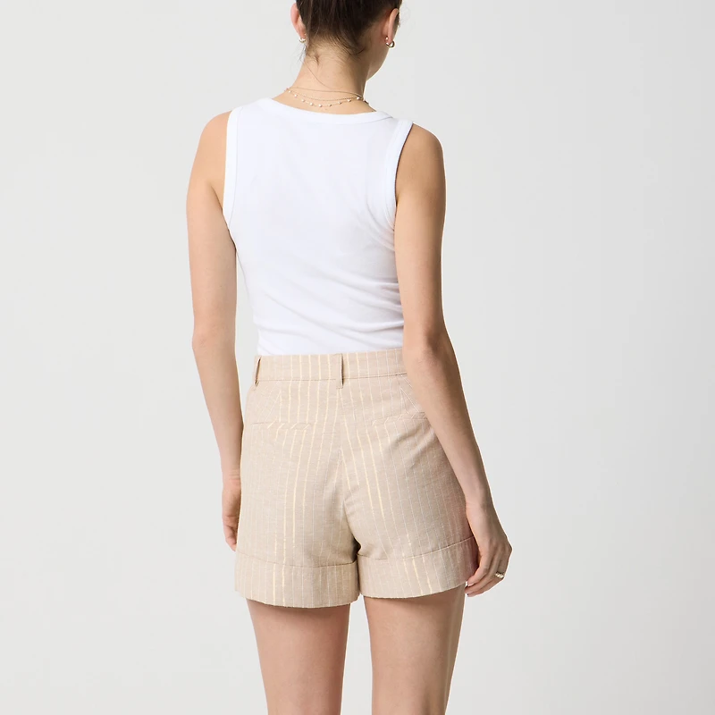 Cuffed short with metallic stripe