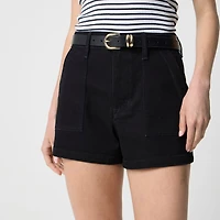 Black denim utility short