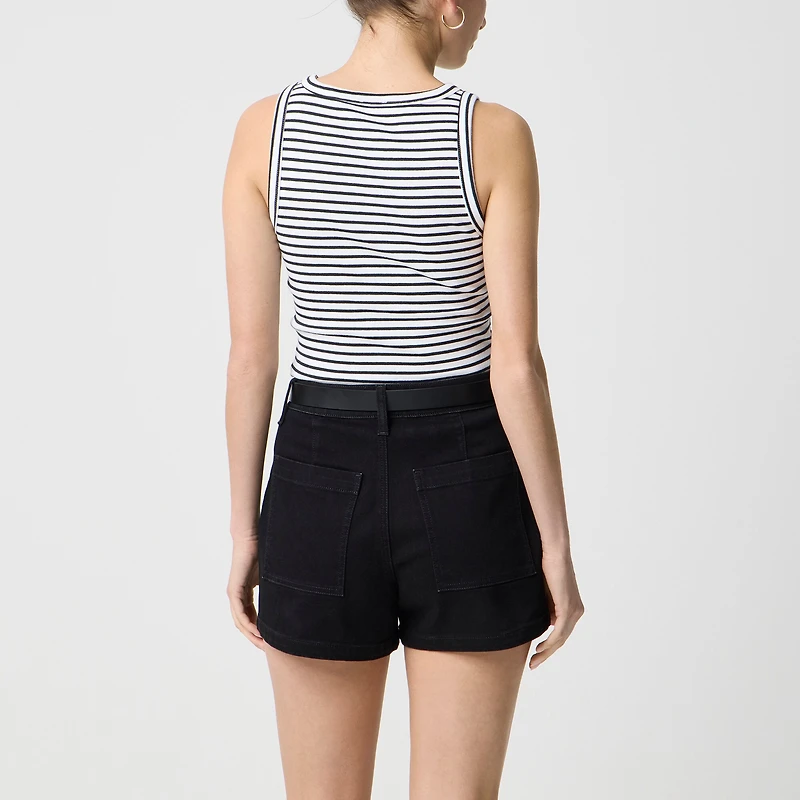 Black denim utility short