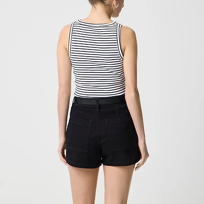 Black denim utility short