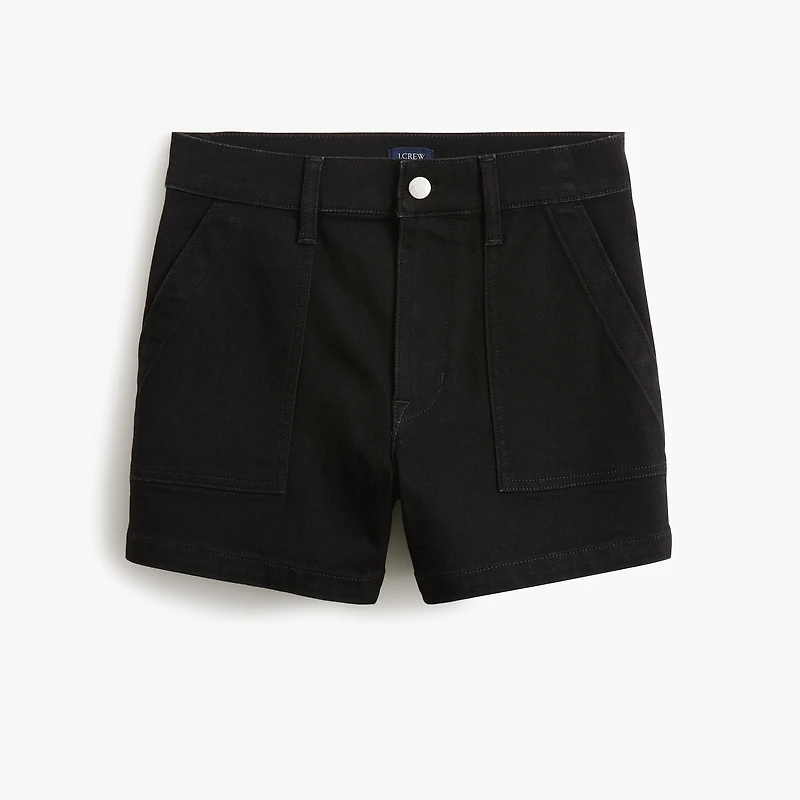 Black denim utility short